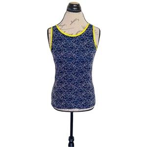 Banana  Republic Size 0 Womens Tank Top Mesh Lined Neon Blue Sleeveless Textured